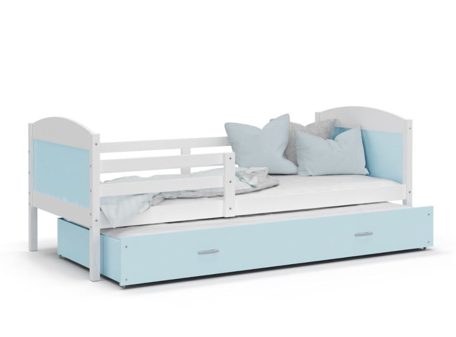 Detská posteľ s prístelkou MATTEO 2 - 190x80 cm - modro-biela