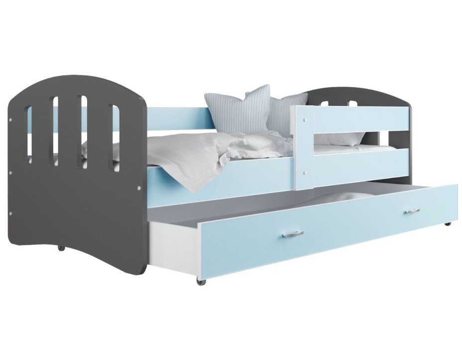 Detská posteľ so zásuvkou HAPPY - 180x80 cm - modro-šedá