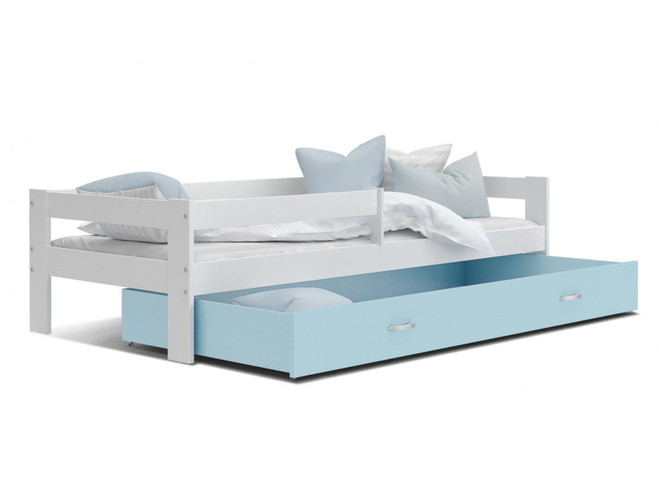 Detská posteľ so zásuvkou HUGO V - 190x80 cm - modro-biela