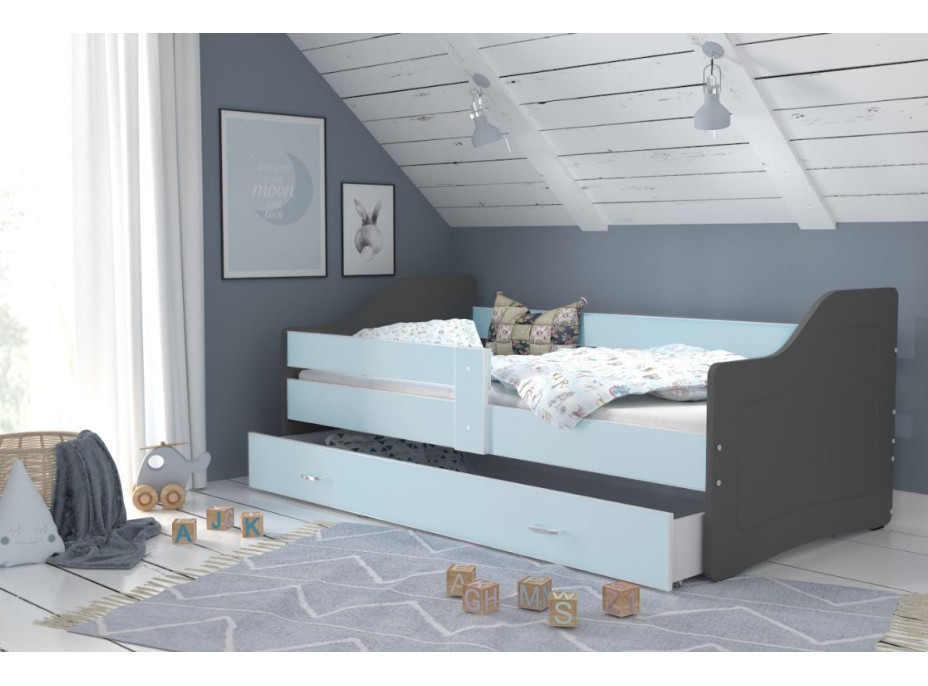 Detská posteľ so zásuvkou SWEET - 160x80 cm - modro-šedá