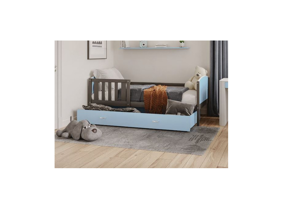 Detská posteľ so zásuvkou TAMI R - 190x80 cm - modro-šedá