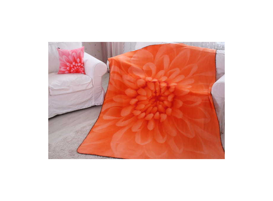 Deka HARMONY 3D kvet 150x200 cm - oranžová