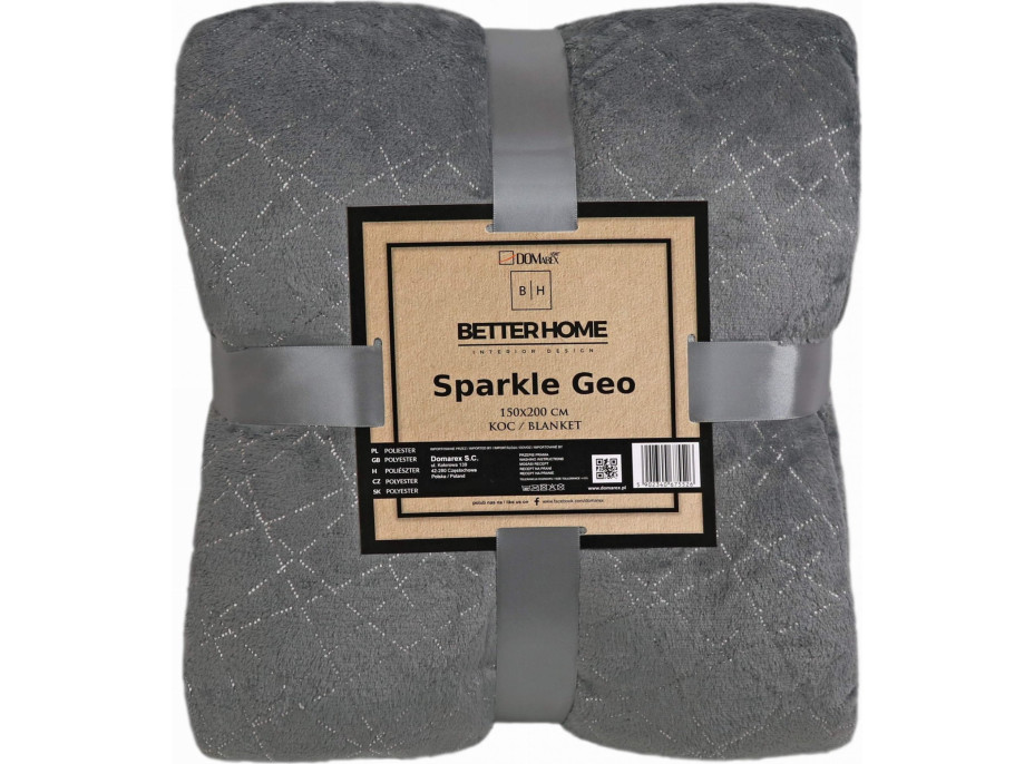 Deka prehoz SPARKLE GEO 150x200 cm - šedá