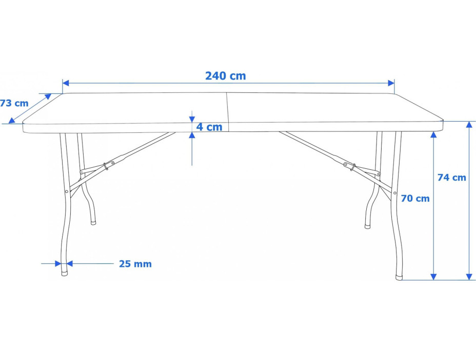 Skladací záhradný stôl IMPRO black 240 cm