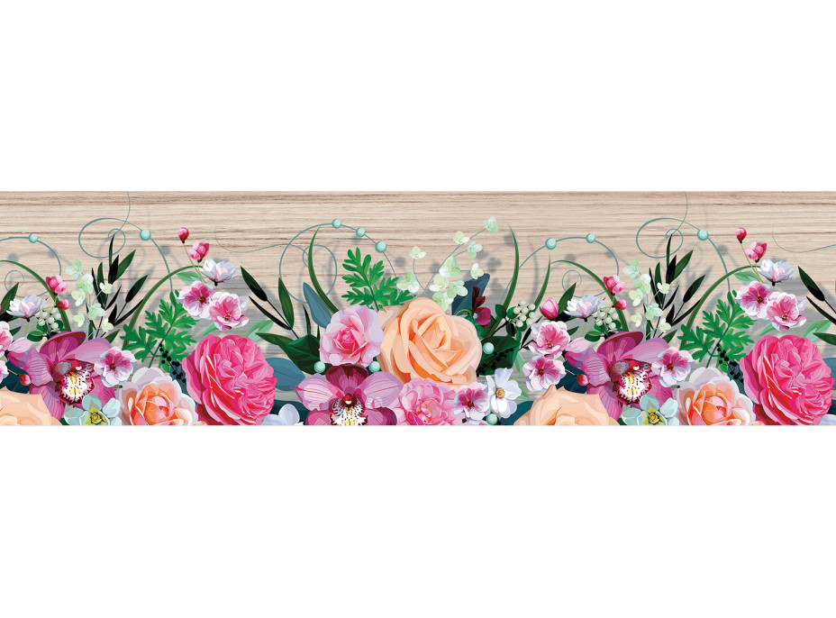 Moderná samolepiaca bordúra - Kvety 3 - 14x500 cm