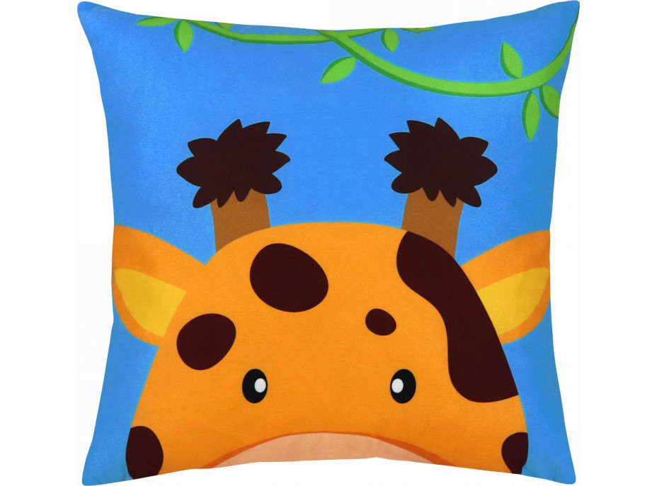 Vankúš SAFARI VELVET Žirafa 40x40 cm - modrý