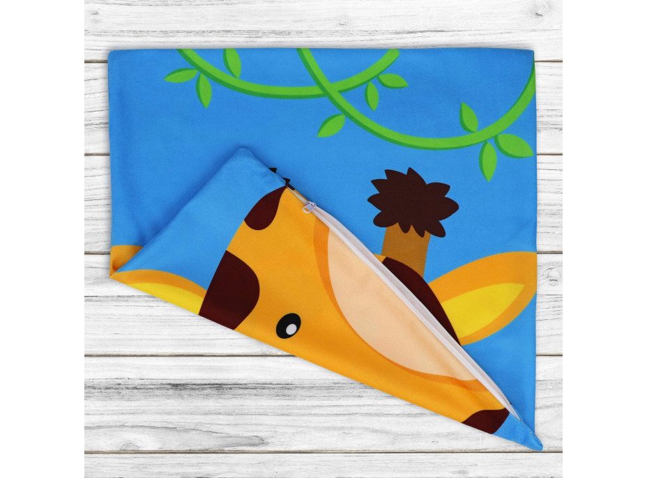 Vankúš SAFARI VELVET Žirafa 40x40 cm - modrý