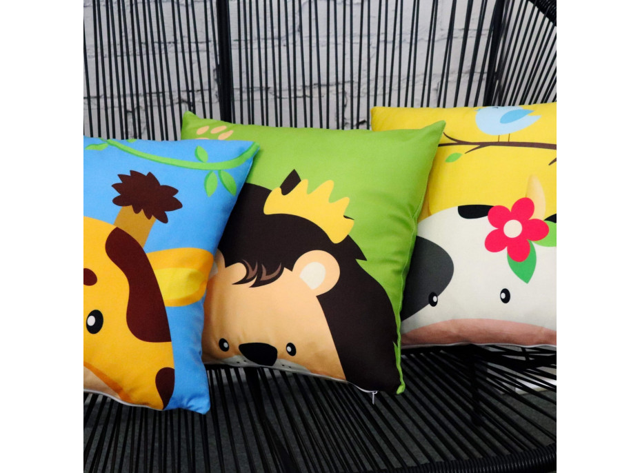 Vankúš SAFARI VELVET Žirafa 40x40 cm - modrý