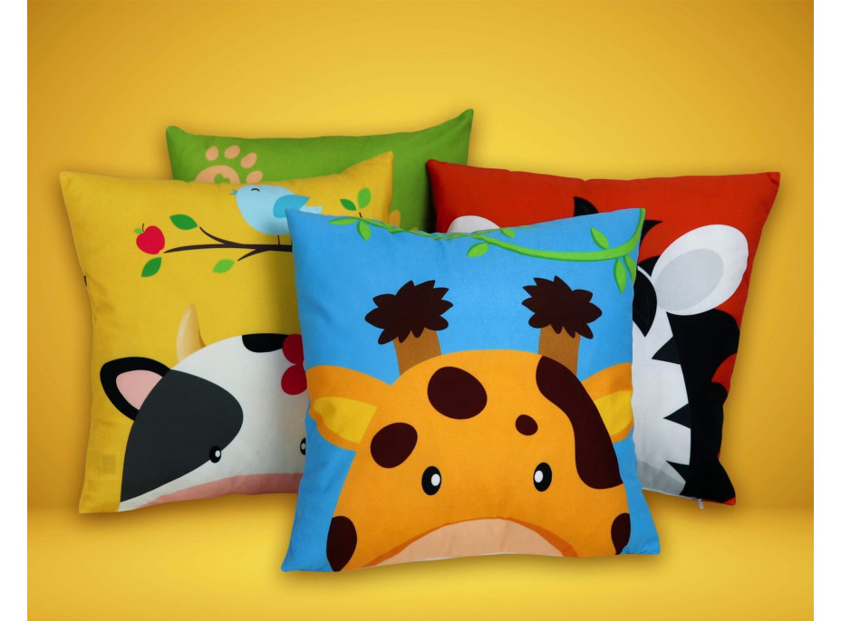 Vankúš SAFARI VELVET Žirafa 40x40 cm - modrý