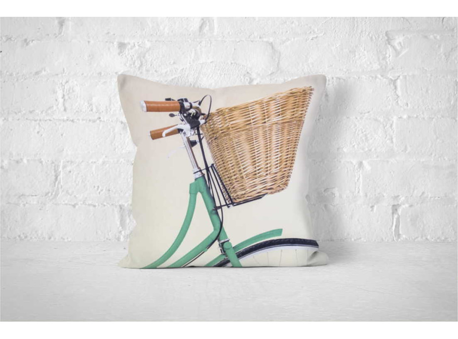 Obliečka na vankúš VINTAGE BIKE 45x45 cm - Zelený bicykel