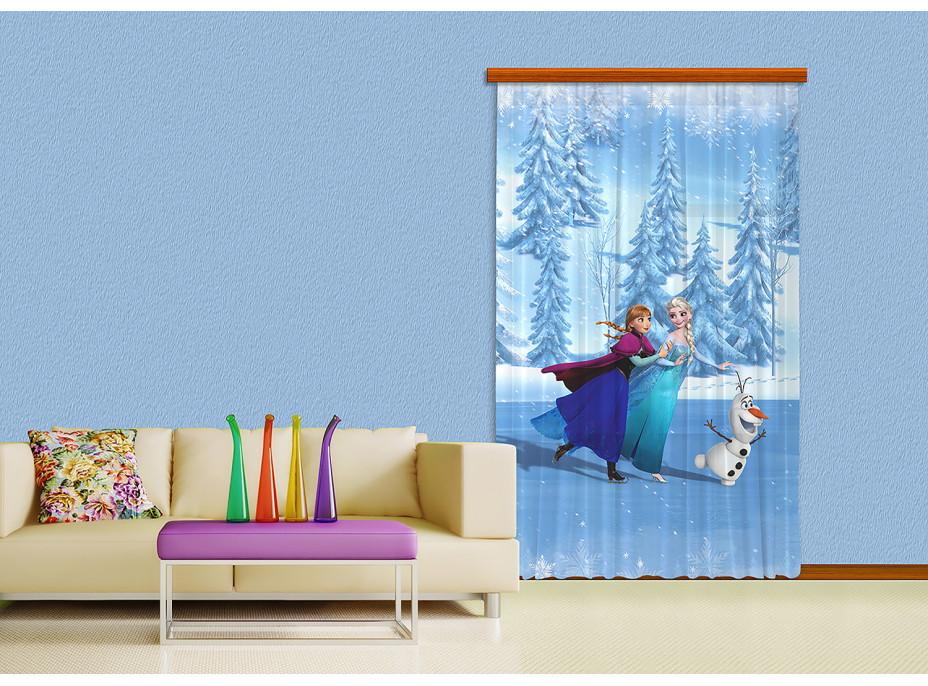 Detský záves DISNEY - FROZEN - Anna, Elsa a Olaf - 140x245 cm