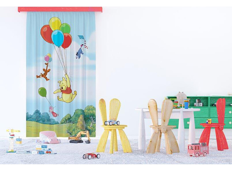 Detský záves DISNEY - Medvedík PÚ s balónikmi - 140x245 cm