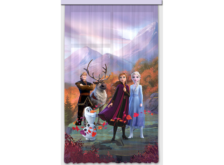 Detský záves DISNEY - FROZEN 2 - Elsa s priateľmi na horskej plošine - 140x245 cm