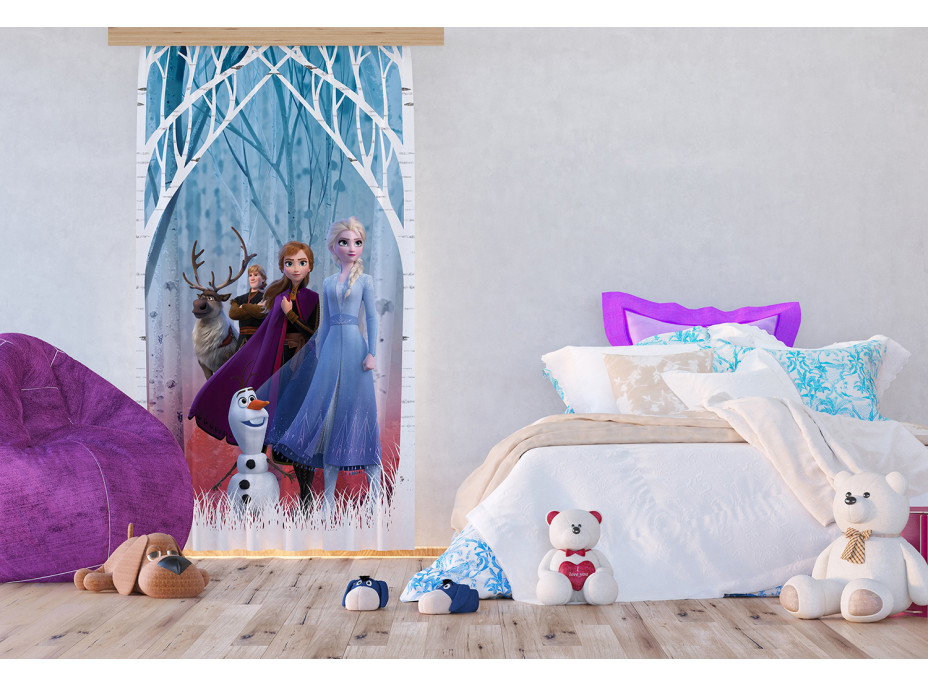 Detský záves DISNEY - FROZEN 2 - Elsa s priateľmi v jesennom lese - 140x245 cm