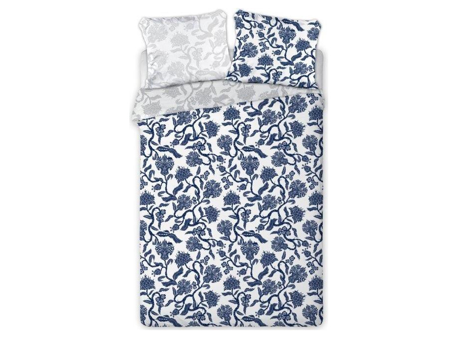Bavlnené obliečky ELEGANT Flower - modré / biele - 160x200 cm + 2x 70x80 cm