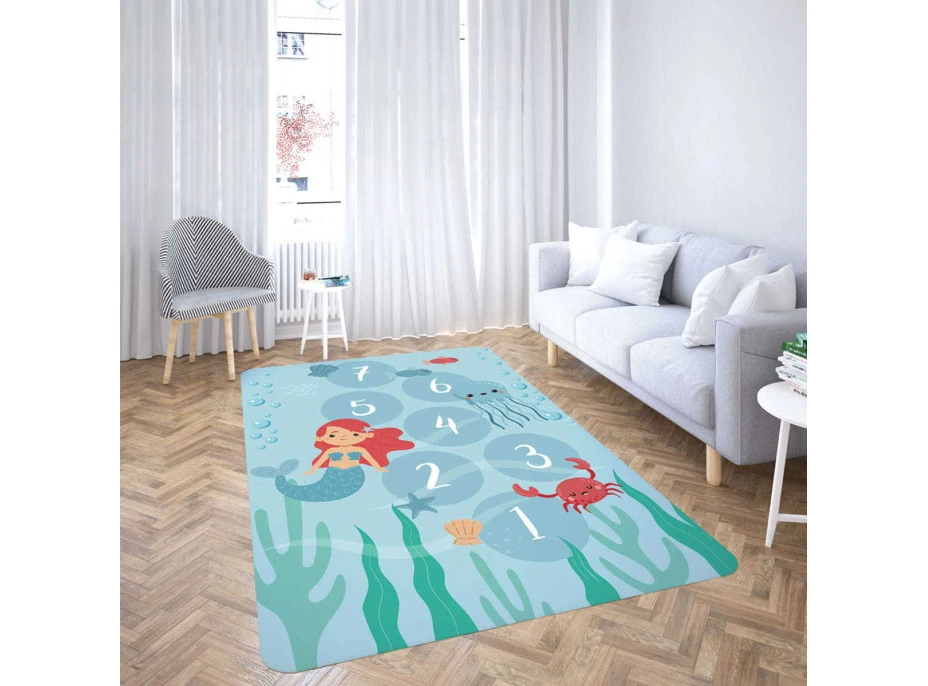 Detský penový koberec OCEAN 100x150 cm - modrý