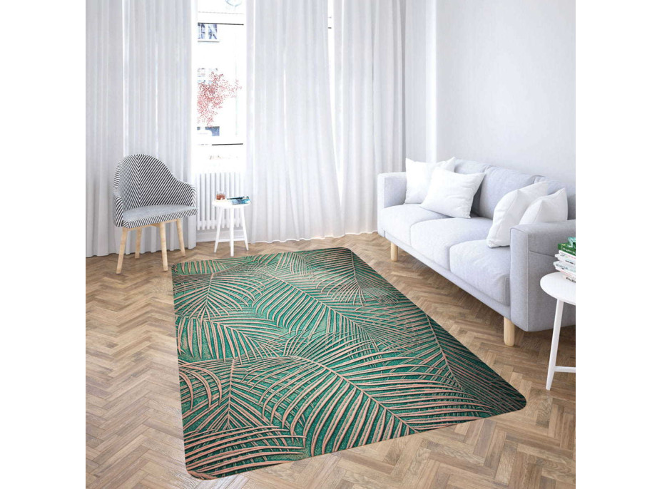Penový koberec LUXURY PALMS 120x160 cm - zelený/zlatý