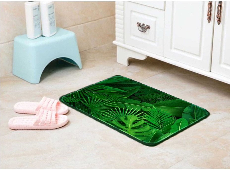 Penová kúpeľňová predložka EXOTICO VERDE 45x70 cm - zelené listy