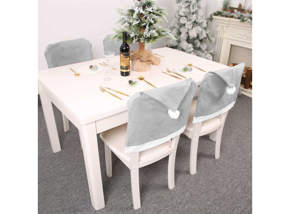 Vianočný návlek na stoličku SANTA 65x50 cm - šedý