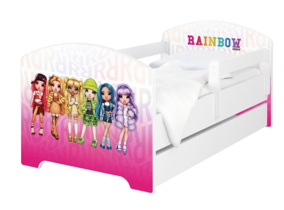 Detská posteľ OSKAR - 140x70 cm - Rainbow High Friends - ružová