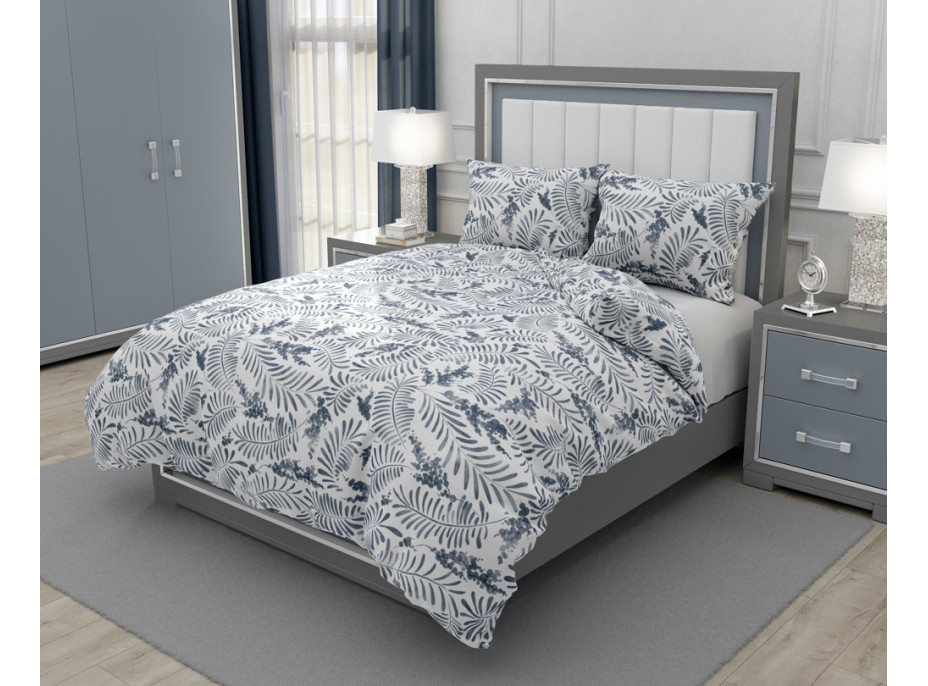 Bavlnené obliečky ELEGANT Flowers - biele / šedé - 160x200 cm