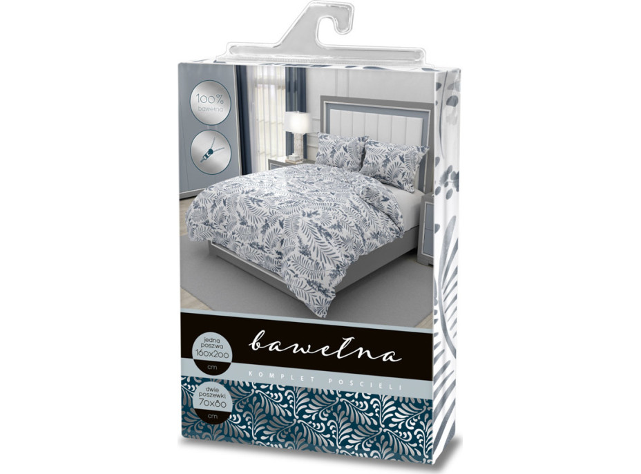 Bavlnené obliečky ELEGANT Flowers - biele / šedé - 160x200 cm