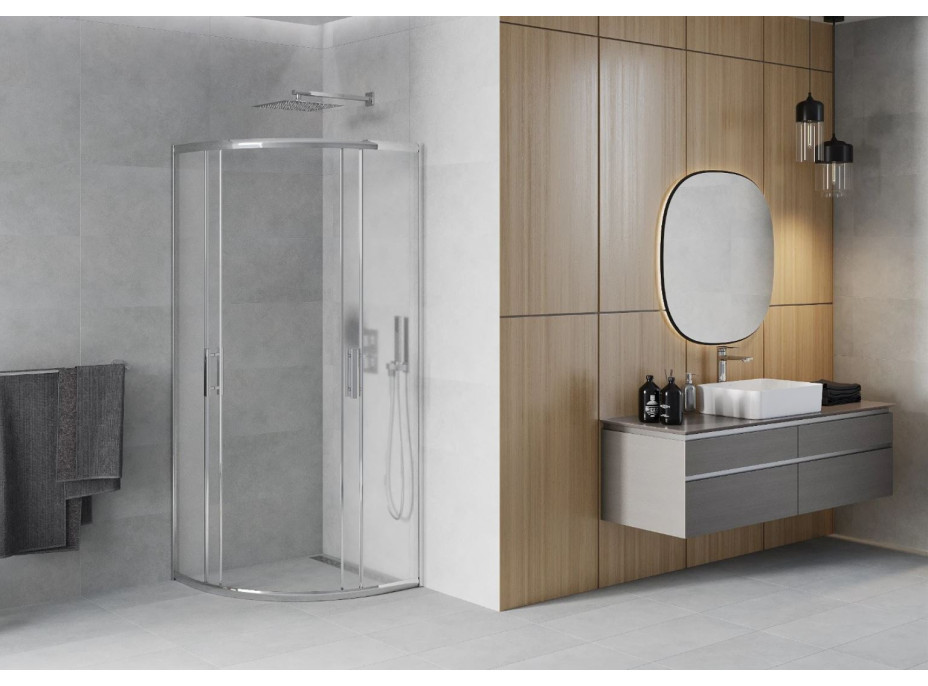 Sprchovací kút MAXMAX MEXEN RIO mat - štvrťkruh 90x90 cm, 863-090-090-01-30