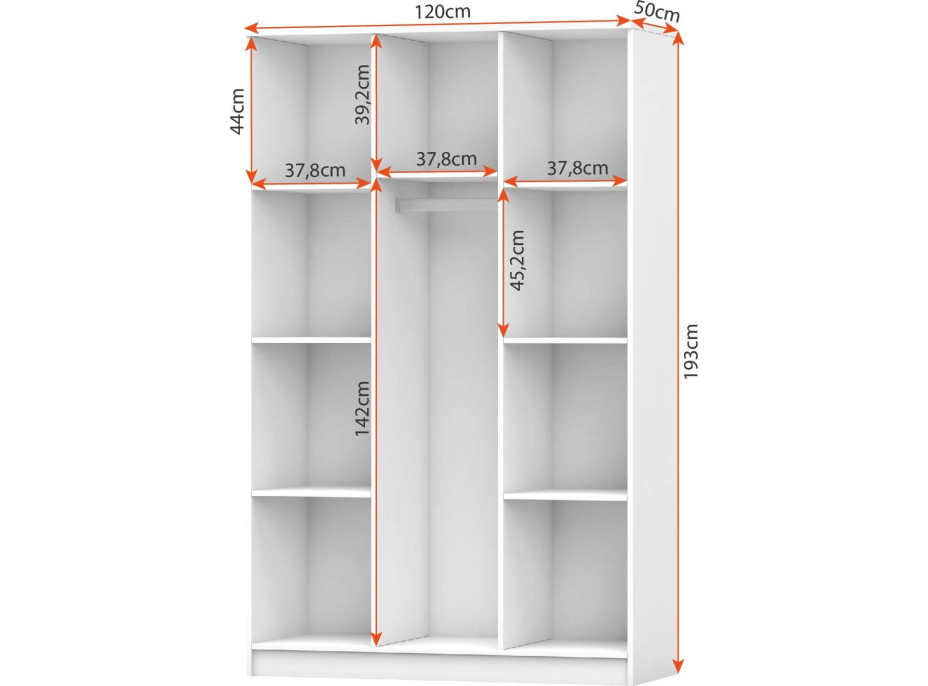 Šatníková skriňa SMYK 120 - biela (viac variant)