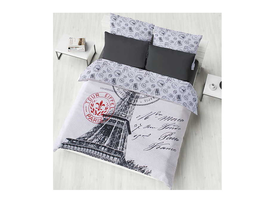 Prikrývka na posteľ VOYAGE Paris 200x220 cm - biely/sivý