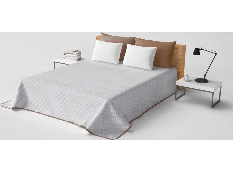 Prikrývka na posteľ LAURINE 220x200 cm - hnedý/krémový