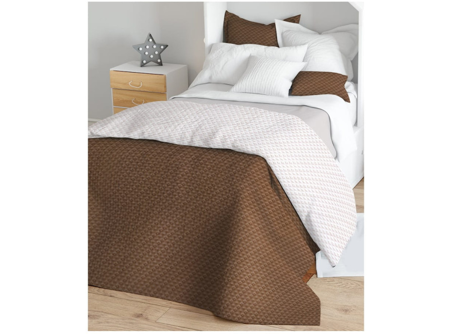 Prikrývka na posteľ LAURINE 220x240 cm - hnedý/krémový