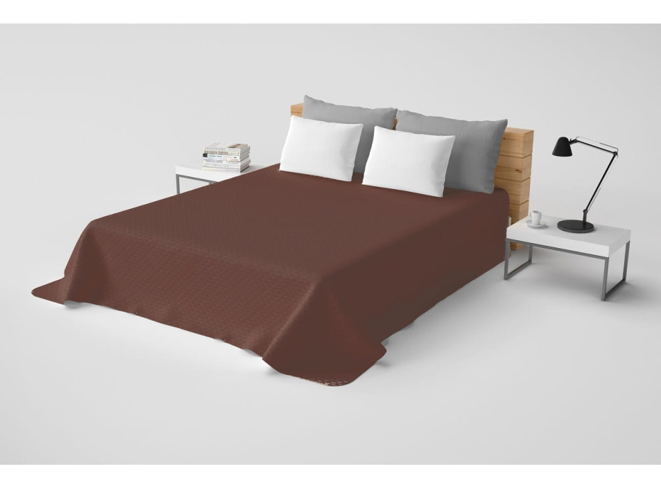 Prikrývka na posteľ LAURINE 220x240 cm - hnedý/krémový