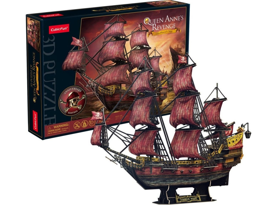 CUBICFUN 3D puzzle Plachetnica Queen Anne&#39;s Revenge 391 dielikov