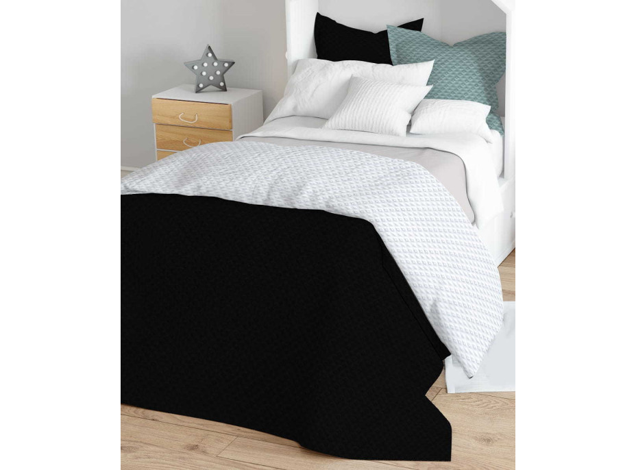 Prikrývka na posteľ LAURINE 150x200 cm - čierny/biely