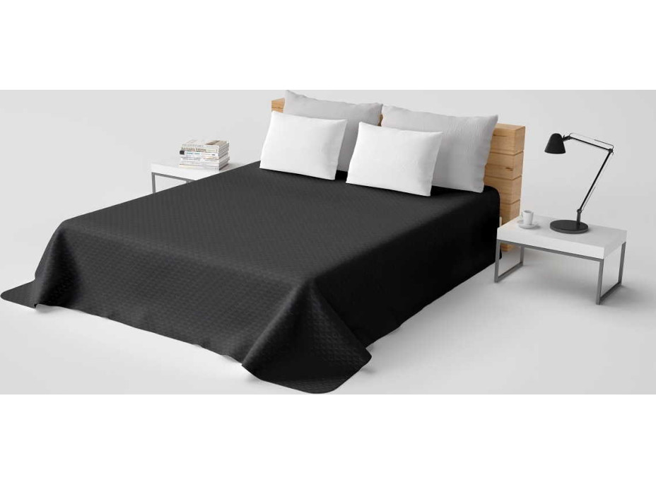 Prikrývka na posteľ LAURINE 220x240 cm - čierny/biely