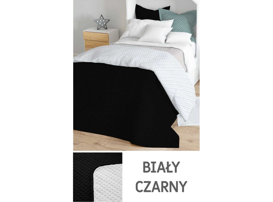 Prikrývka na posteľ LAURINE 220x240 cm - čierny/biely