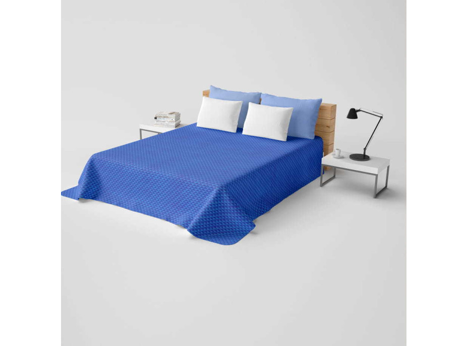 Prikrývka na posteľ LAURINE 220x240 cm - svetlo modrý/modrý