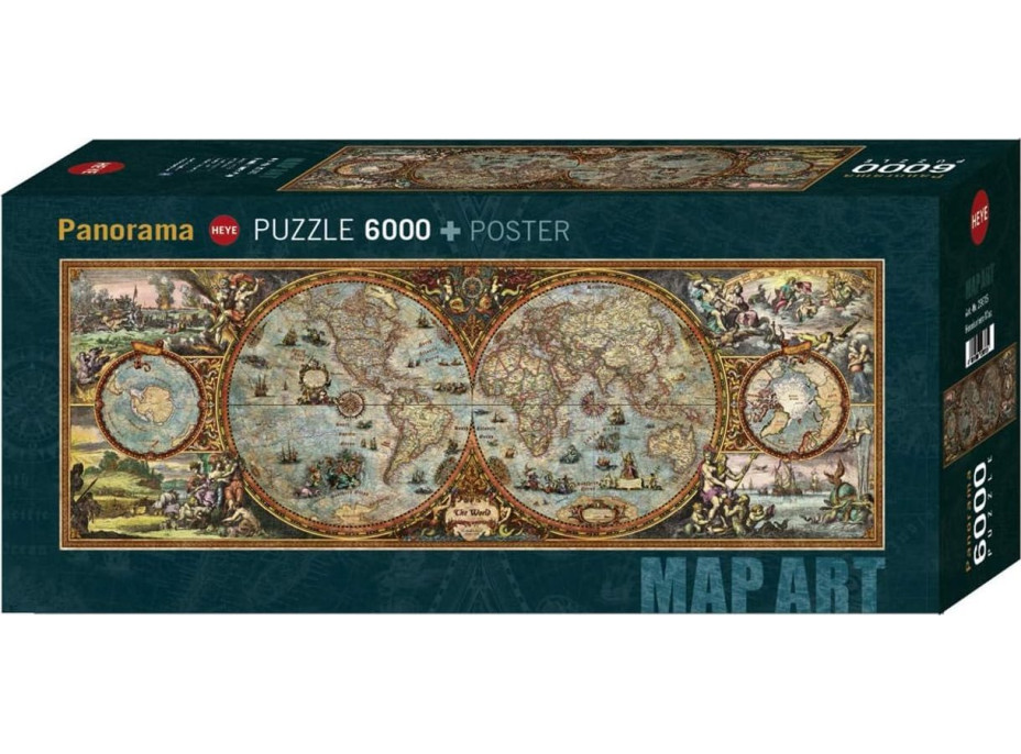 HEYE Panoramatické puzzle Mapa sveta (pologuľa) 6000 dielikov