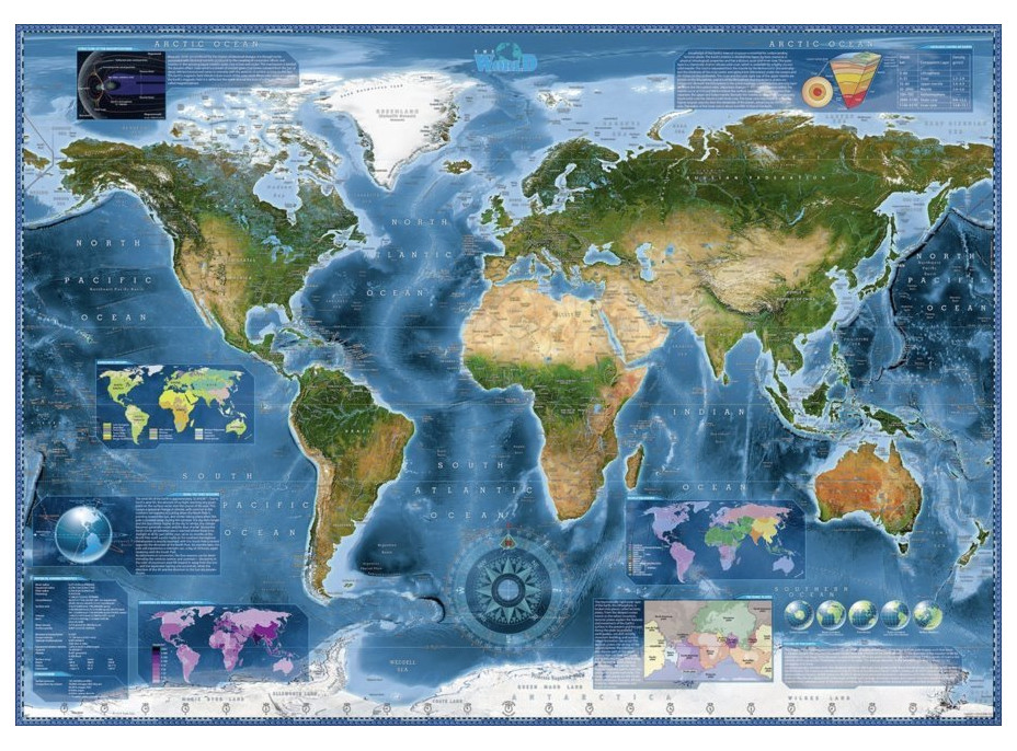HEYE Puzzle Satelitná mapa sveta 2000 dielikov