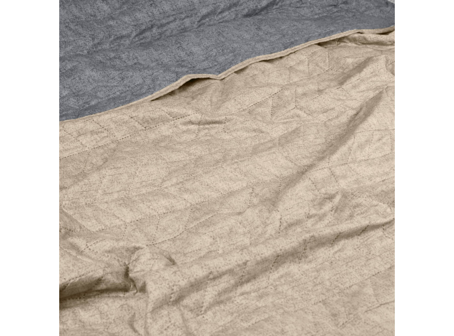 Prikrývka na posteľ CLASSIC 150x200 cm - béžová/sivá