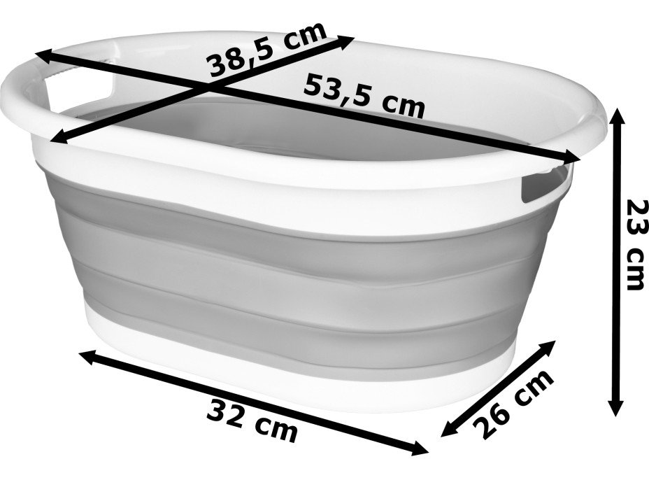 Skladacia oválna misa AIDA COMPACT 26 cm x 32 cm - šedá 25L