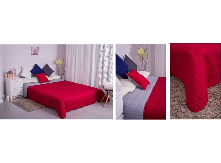 Prikrývka na posteľ CANTI 220x240 cm - červená/sivá