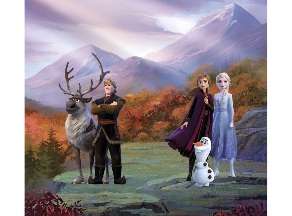 Detský záves DISNEY - FROZEN 2 - Elsa s priateľmi v horách - 180x160 cm