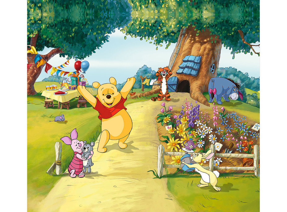 Detský záves DISNEY - Medvedík PÚ na slávnosti - 180x160 cm