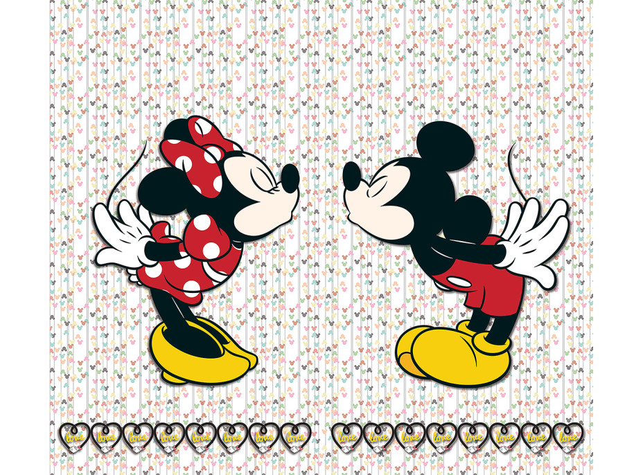 Detský záves DISNEY - Minnie a Mickey so srdiečkami - 180x160 cm