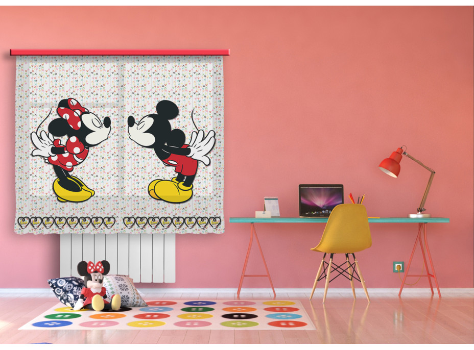 Detský záves DISNEY - Minnie a Mickey so srdiečkami - 180x160 cm