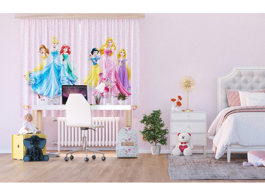 Detský záves DISNEY - Princezné so srdiečkami - 180x160 cm