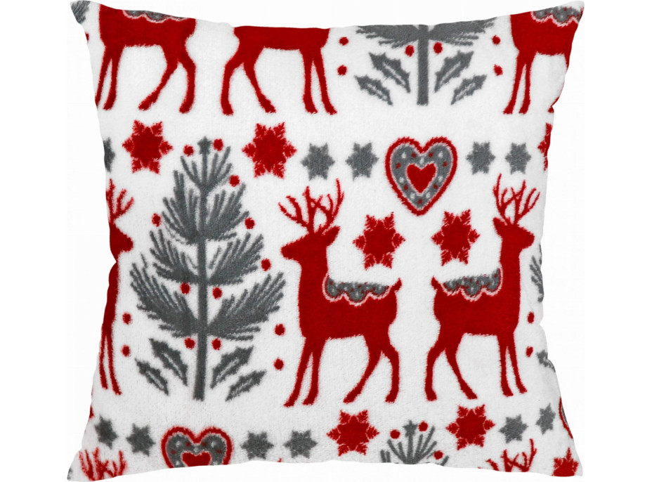 Vianočný vankúš SCANDI 40x40 cm - jelene - šedá/červená/biela