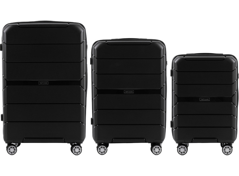 Moderné cestovné kufre SPARROW - set S+M+L - čierne - TSA zámok