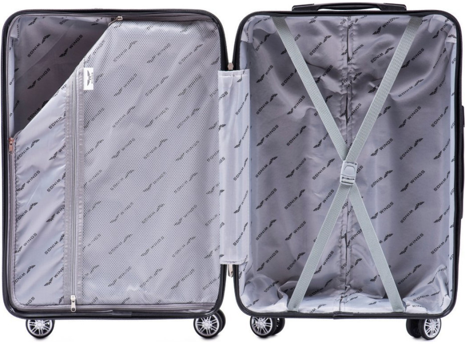 Moderné cestovné kufre SPARROW - set S+M+L - čierne - TSA zámok